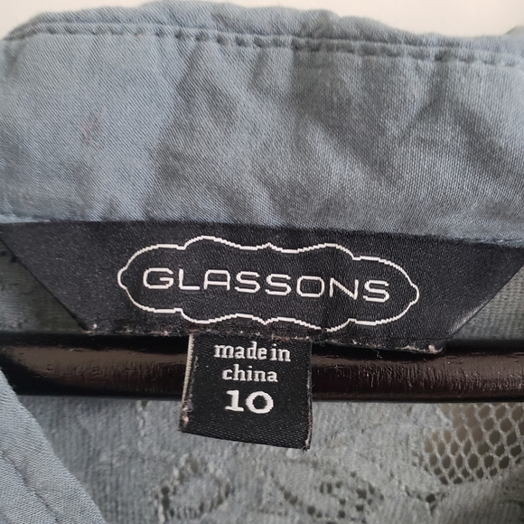 Blue fabric and lace long crop, size 6-8 US (10 AU) - Picture 3 of 3